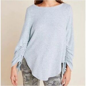 Saturday Sunday Anthropologie tenley tunic  knit ruched sleeve cozy sweater XS